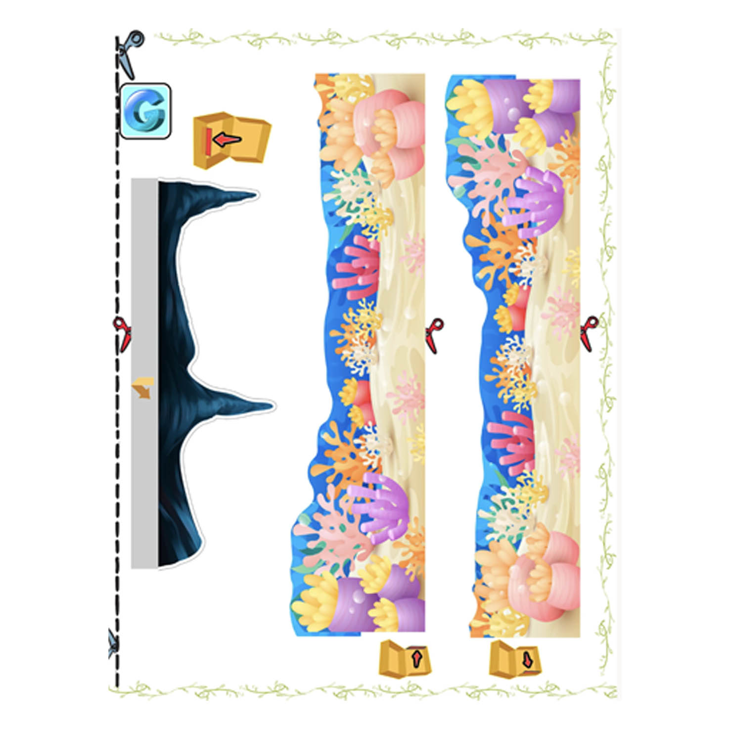 Printable coral cutout page from an Ocean Habitat shoebox diorama project