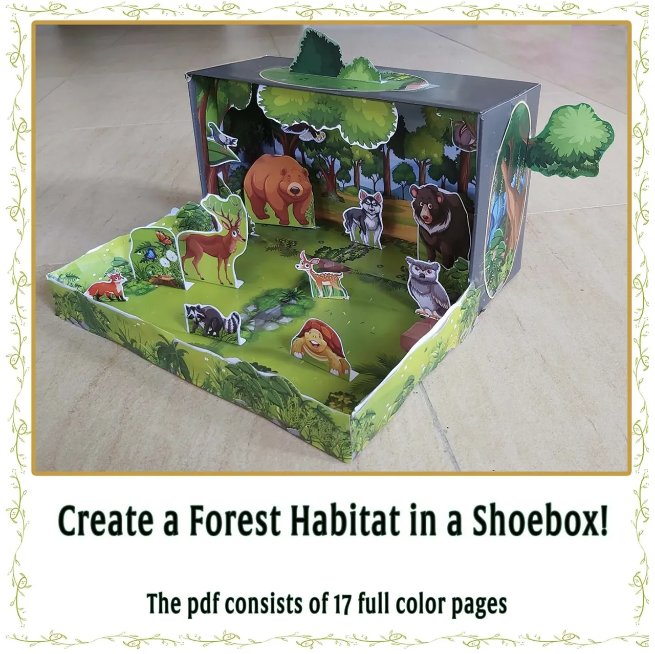 Schoolhouse Project Forest Habitat Shoebox Diorama for Kids | Printable School Project