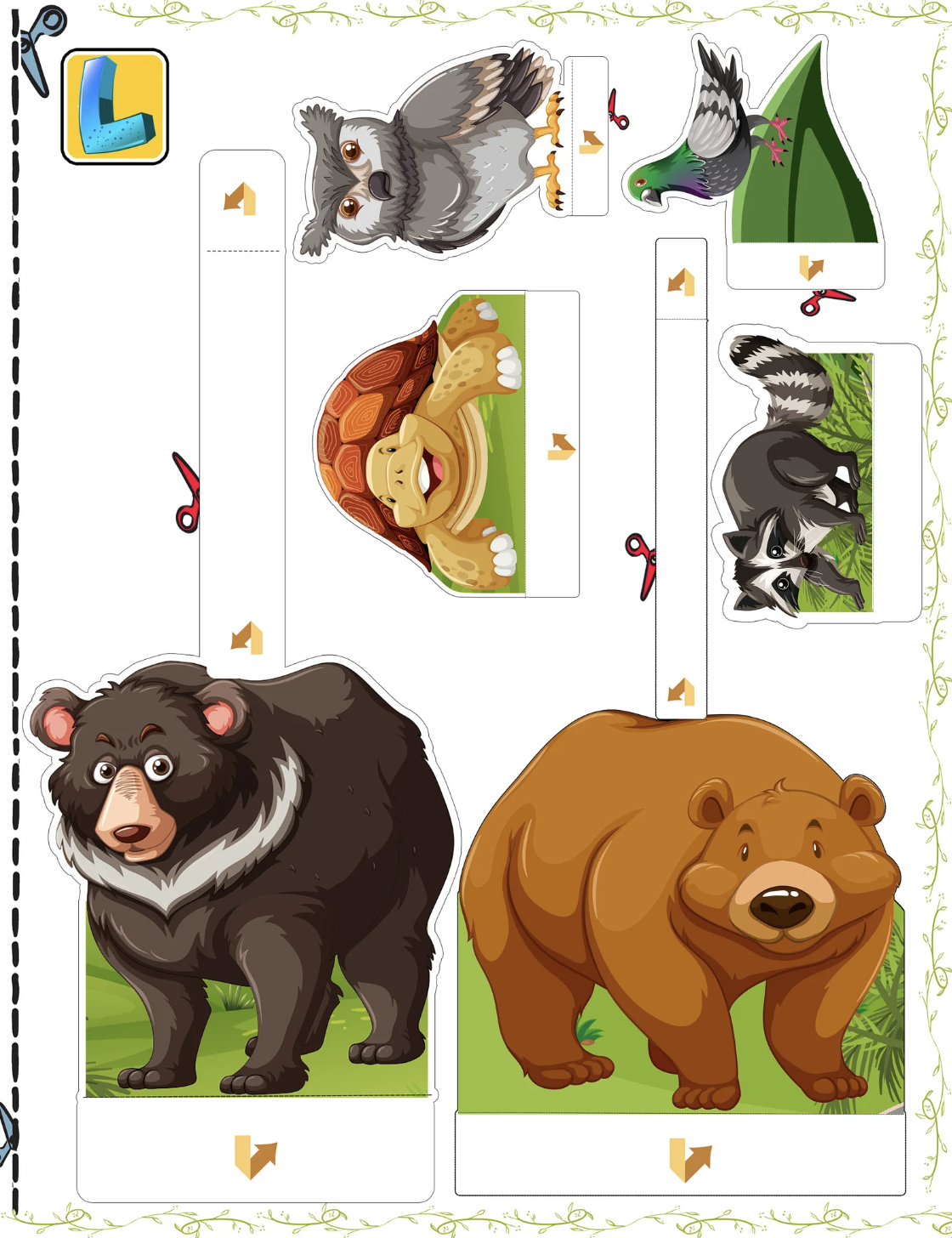 Printable forest scenery page for a children's forest habitat shoebox school project