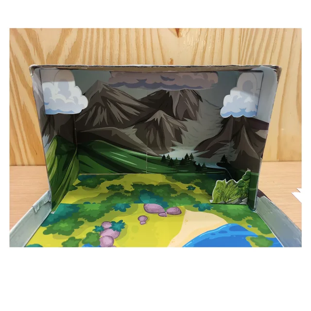 Awan dan tumbuhan kertas ditambah pada latar model